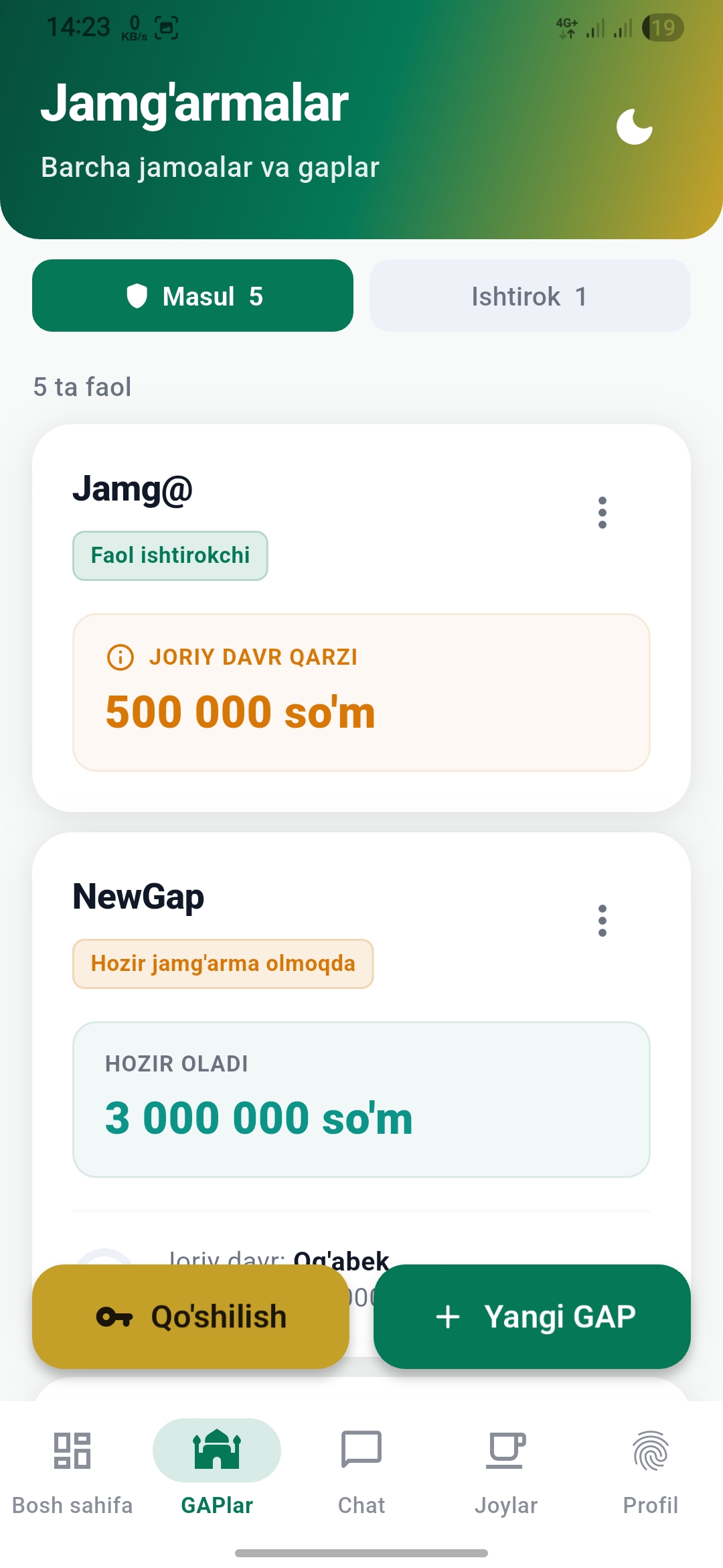 GAP app Jamg'armalar